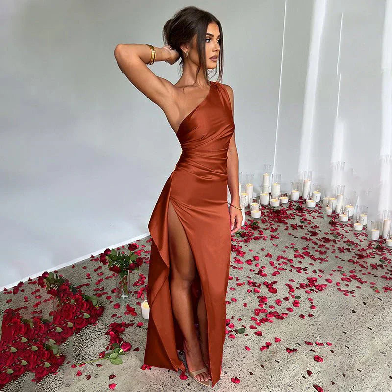 Inez - Élégant Robe Maxi à Une Épaule