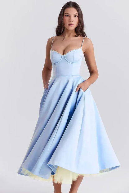 Minerva - Robe Princesse de Luxe à Bretelles Spaghetti