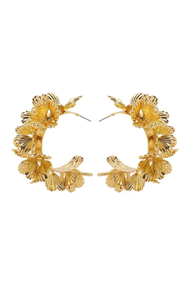 Hadley | Boucles d'oreilles en forme de C avec design floral