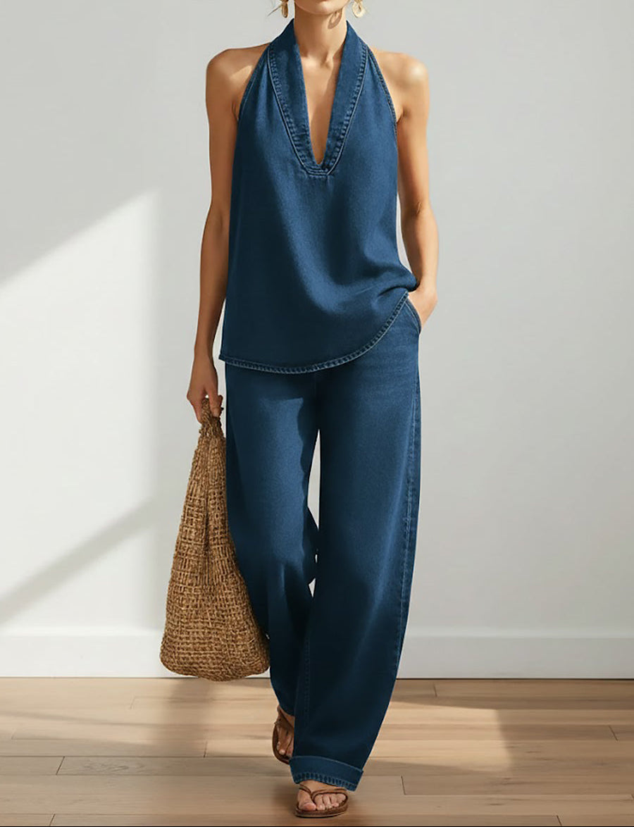 Saylor - Ensemble de Deux Pièces en Denim Lavé Vintage