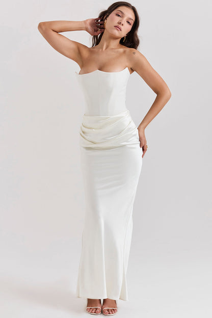 Paloma - Robe Maxi Élégante en Satin Sans Manches