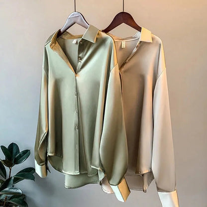 Olivia - Blouse en Satin Luxe à Manches Longues