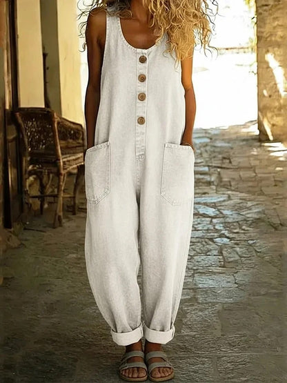 Nancy | Salopette en Denim de Coton Lavé Vintage