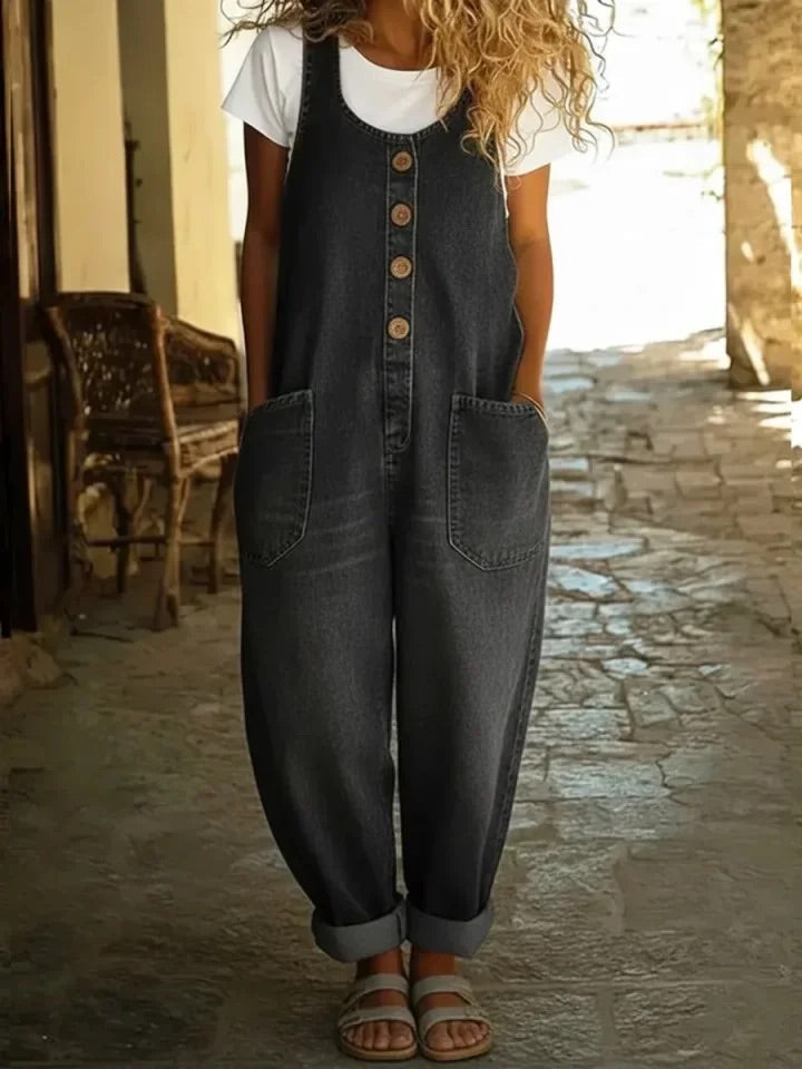 Nancy | Salopette en Denim de Coton Lavé Vintage