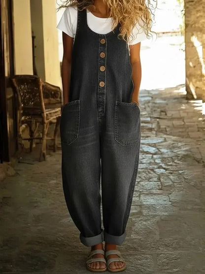 Nancy | Salopette en Denim de Coton Lavé Vintage