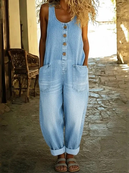 Nancy | Salopette en Denim de Coton Lavé Vintage