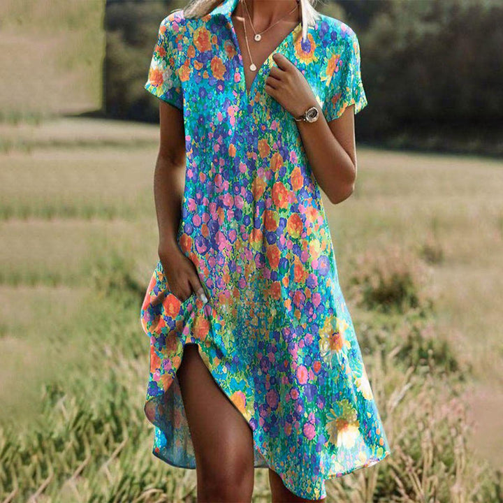 Taylor - Robe Vintage Boho avec Décolleté en V