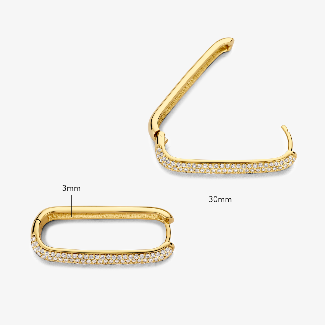 Boucles d'oreilles en forme de pavé avec grande icône | Or 16k