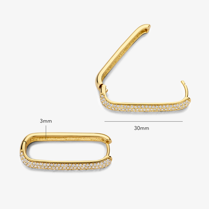 Boucles d'oreilles en forme de pavé avec grande icône | Or 16k