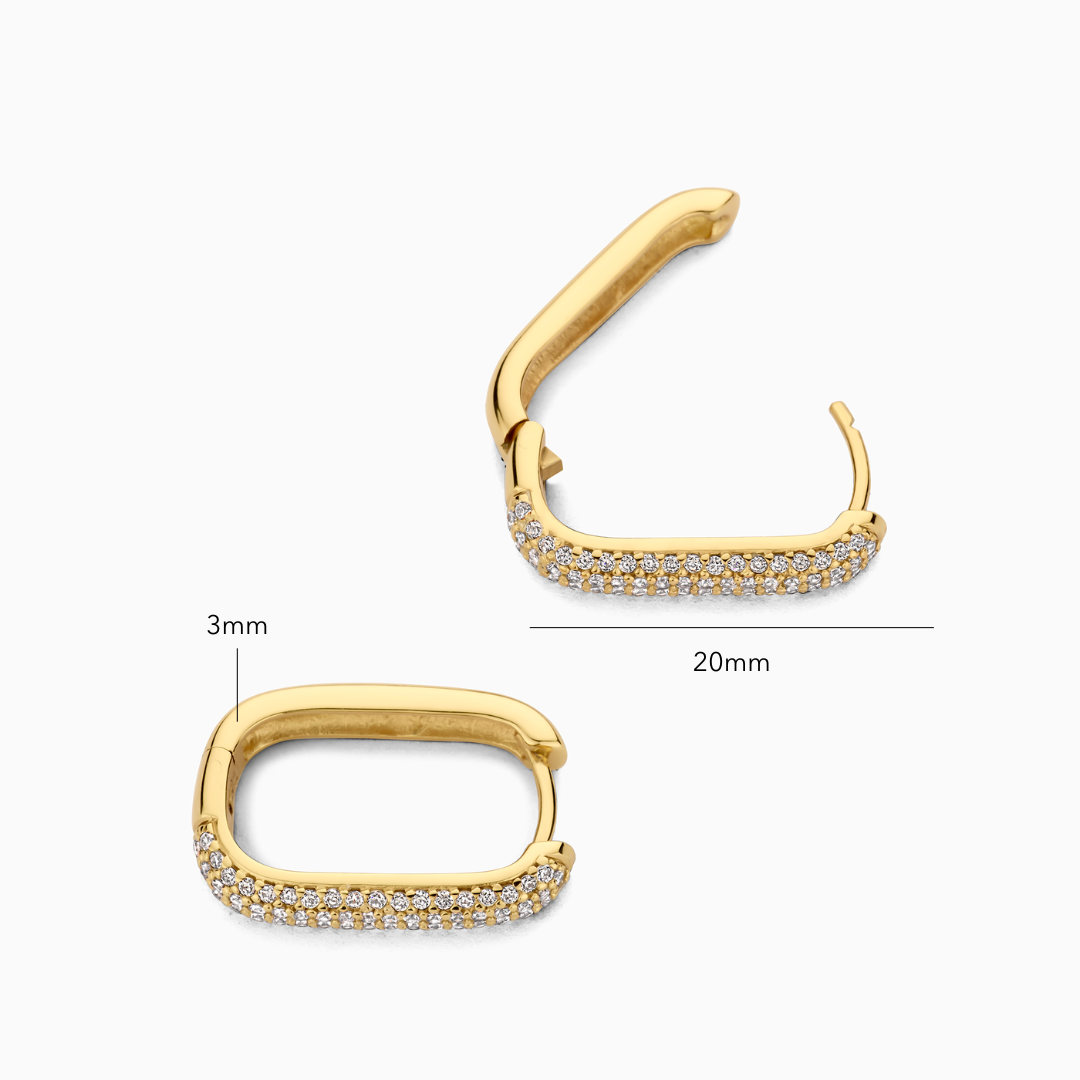 Boucles d'oreilles en forme de pavé Hoop | Or