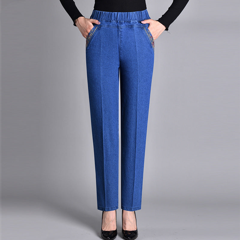 HARPER – PANTALONS EN DENIM ÉLASTIQUE HAUTS