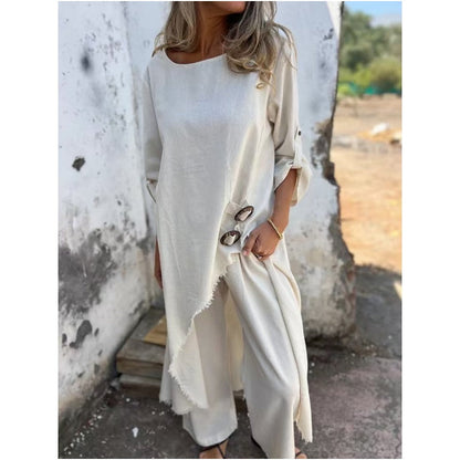 Everly – Élégant Costume Deux-Pièces en Coton et Lin