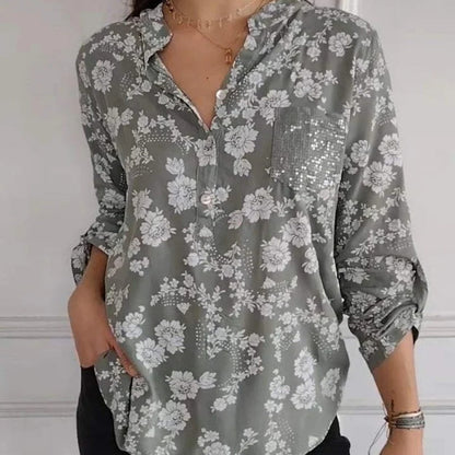 BLOUSE FLEURIE À MANCHES LONGUES FRIEDLINDE