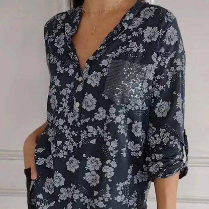 BLOUSE FLEURIE À MANCHES LONGUES FRIEDLINDE
