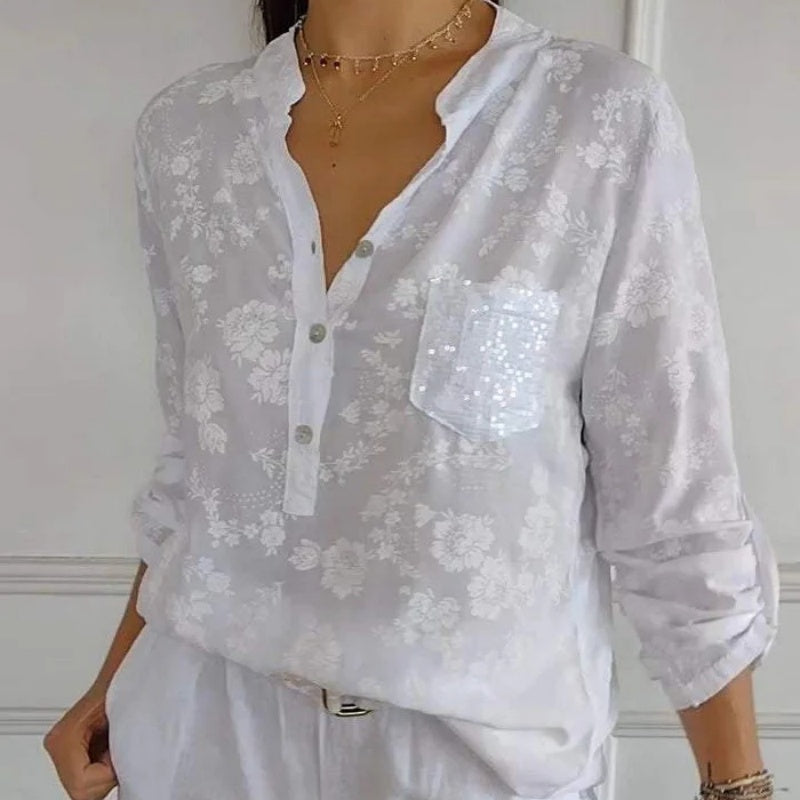 BLOUSE FLEURIE À MANCHES LONGUES FRIEDLINDE