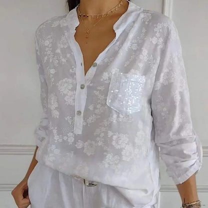 BLOUSE FLEURIE À MANCHES LONGUES FRIEDLINDE