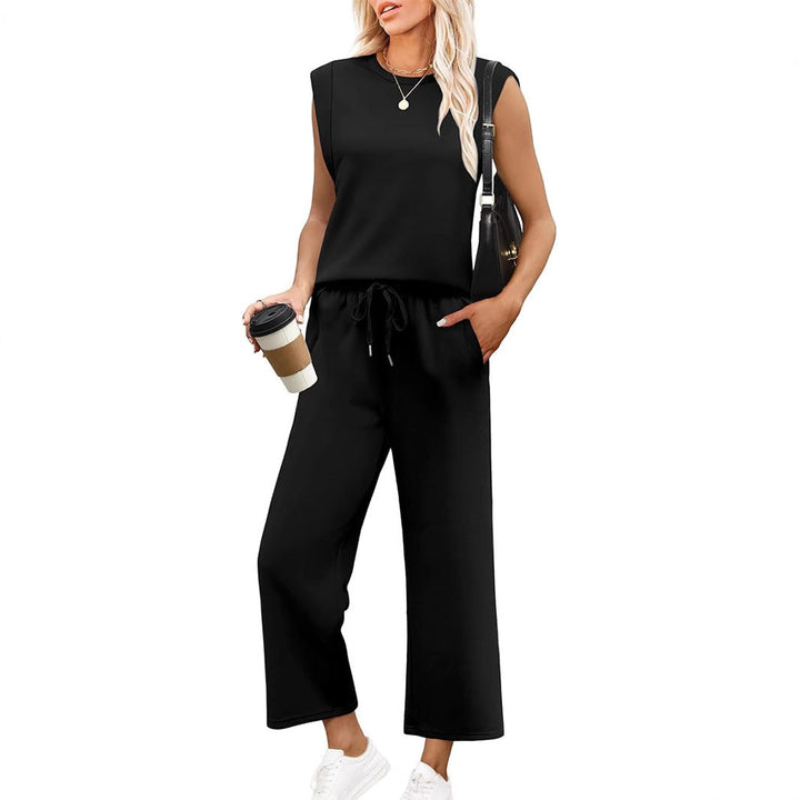 AVALINA – TOP SANS MANCHES CASUAL & PANTALONS CROPPED AMPLE