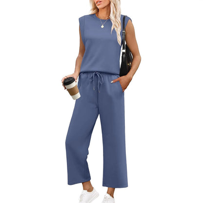 EVANIA – ENSEMBLE HAUT SANS MANCHES ET PANTALONS CROPPED AMPLE