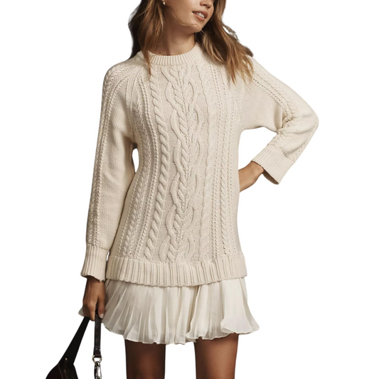 La Robe A-Ligne en Tricot à Câble - La Robe en Pull Flatteuse