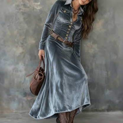 Dulce | Robe maxi vintage en velours fluide