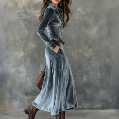 Dulce | Robe maxi vintage en velours fluide