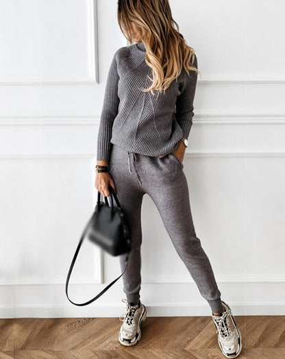Ensemble de Femme en Tricot de 2 Pièces avec Pantalons et Pull