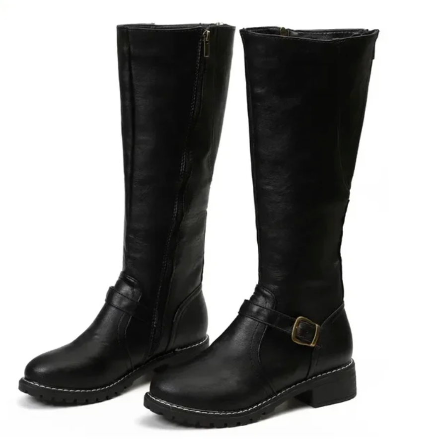 Bottes au Genou pour Femme avec Bride et Talon Bas