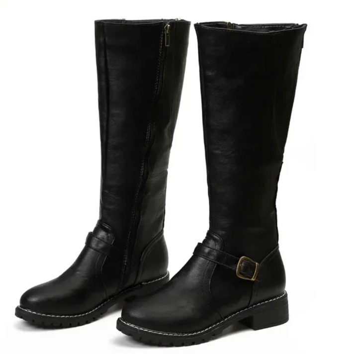 Bottes au Genou pour Femme avec Bride et Talon Bas