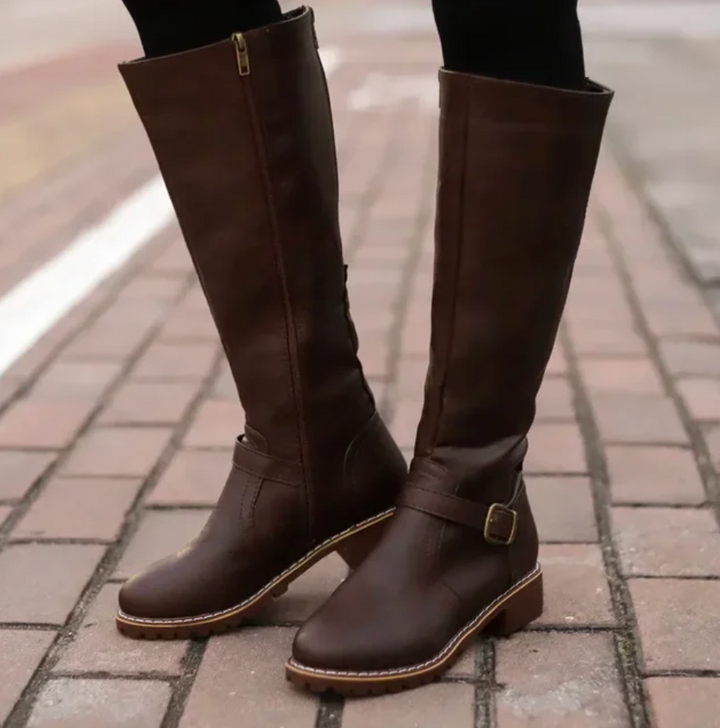 Bottes au Genou pour Femme avec Bride et Talon Bas