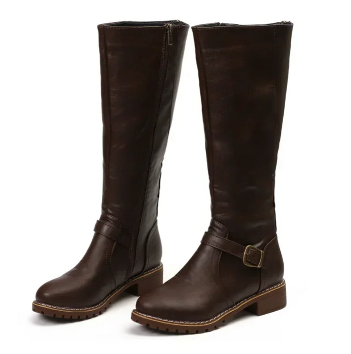 Bottes au Genou pour Femme avec Bride et Talon Bas