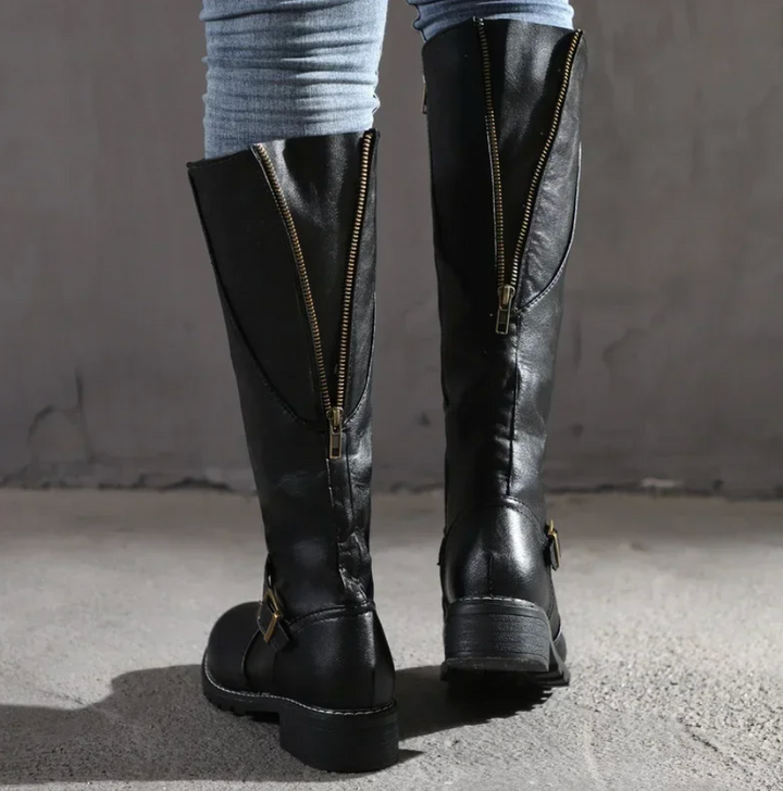 Bottes au Genou pour Femme avec Bride et Talon Bas