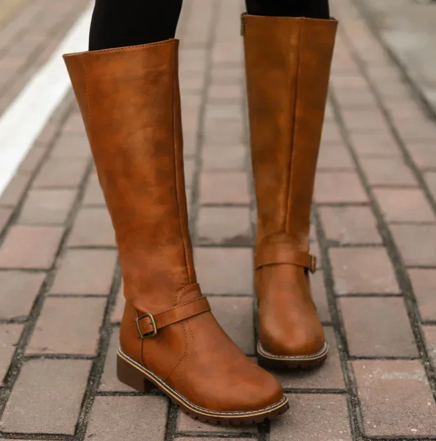 Bottes au Genou pour Femme avec Bride et Talon Bas