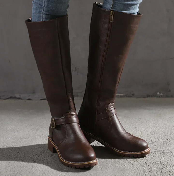 Bottes au Genou pour Femme avec Bride et Talon Bas