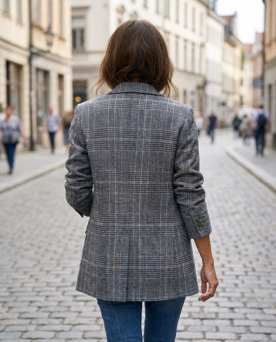 Alicja™ | Blazer Ajusté Gris à Carreaux