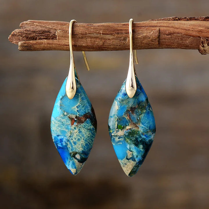 Boucles d'oreilles goutte d'eau en pierre naturelle