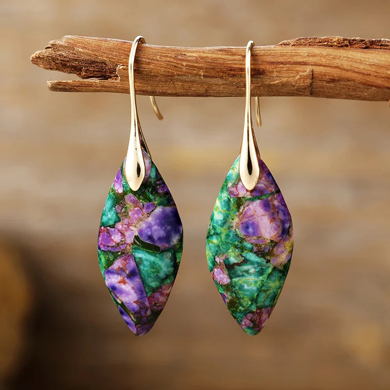 Boucles d'oreilles goutte d'eau en pierre naturelle