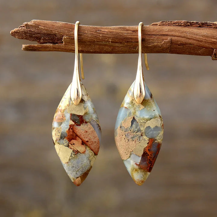 Boucles d'oreilles goutte d'eau en pierre naturelle