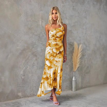 Nimue - Robe en Satin Courte à Une Épaule