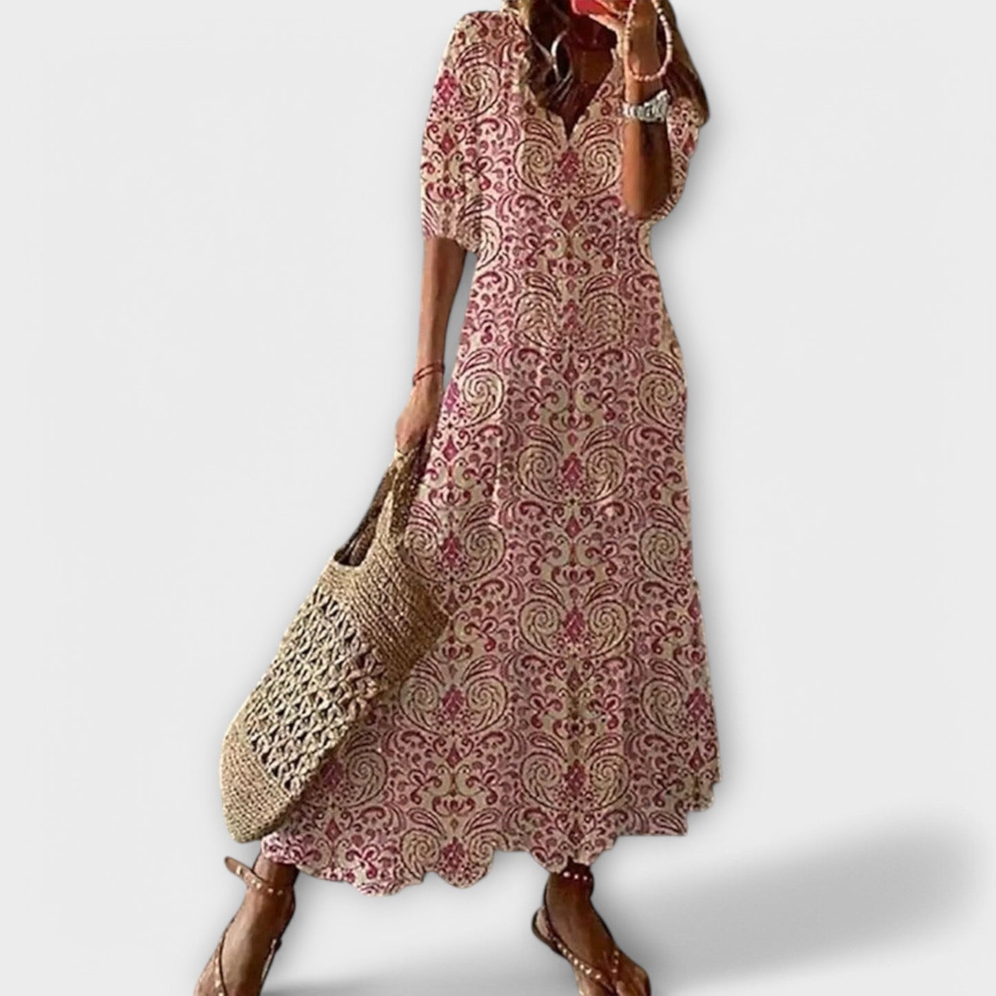 Helga | Robe Maxi Bohémienne Élégante