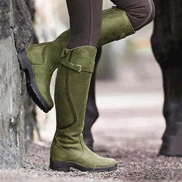 Bottes de Femme Imperméables au Genou avec Sangle et Semelle Antidérapante