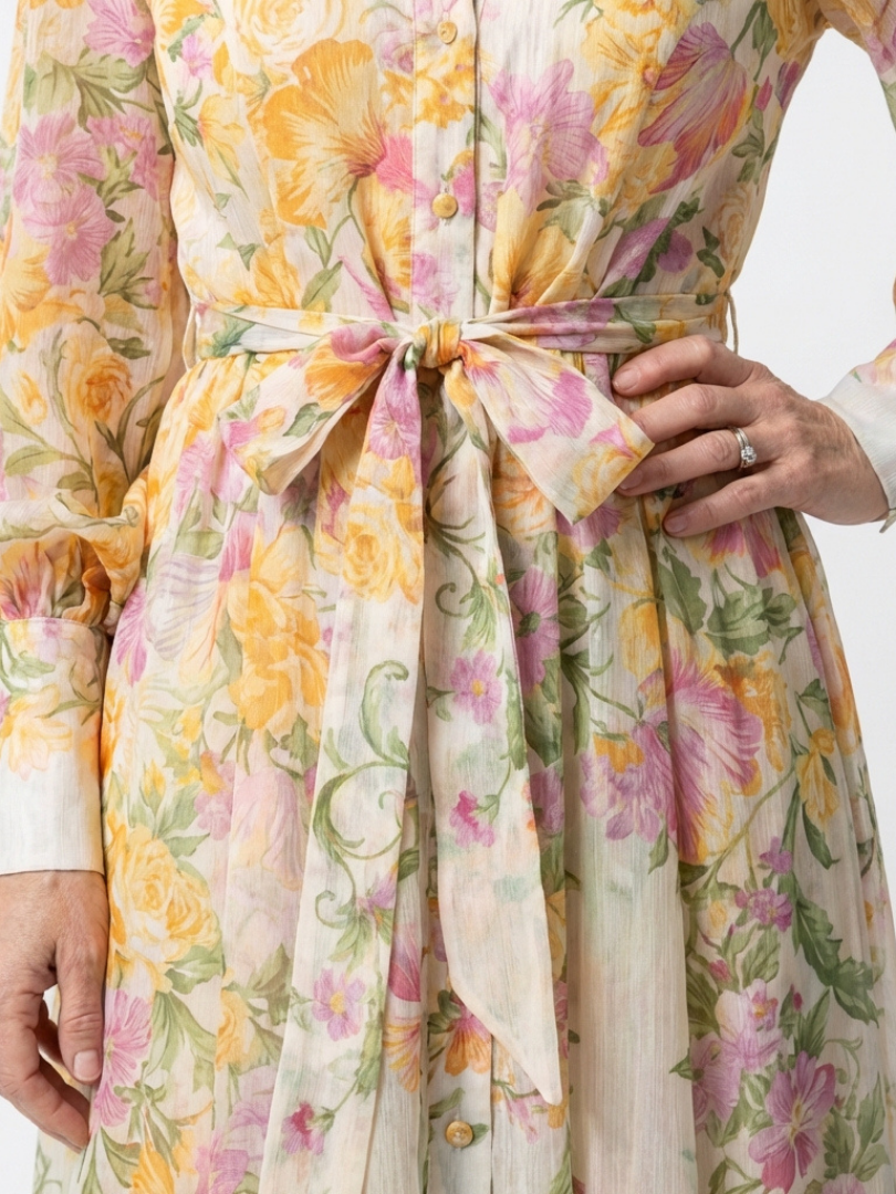 Cressida | Robe maxi longue à manches longues en dentelle florale