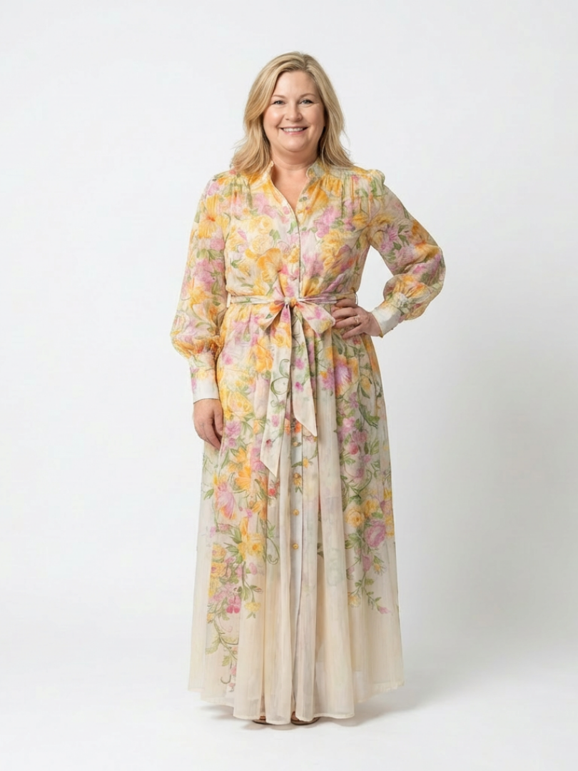 Cressida | Robe maxi longue à manches longues en dentelle florale