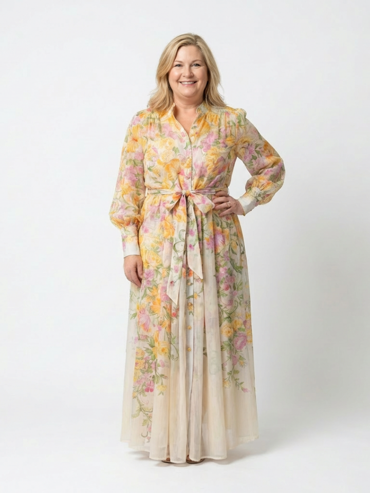 Cressida | Robe maxi longue à manches longues en dentelle florale