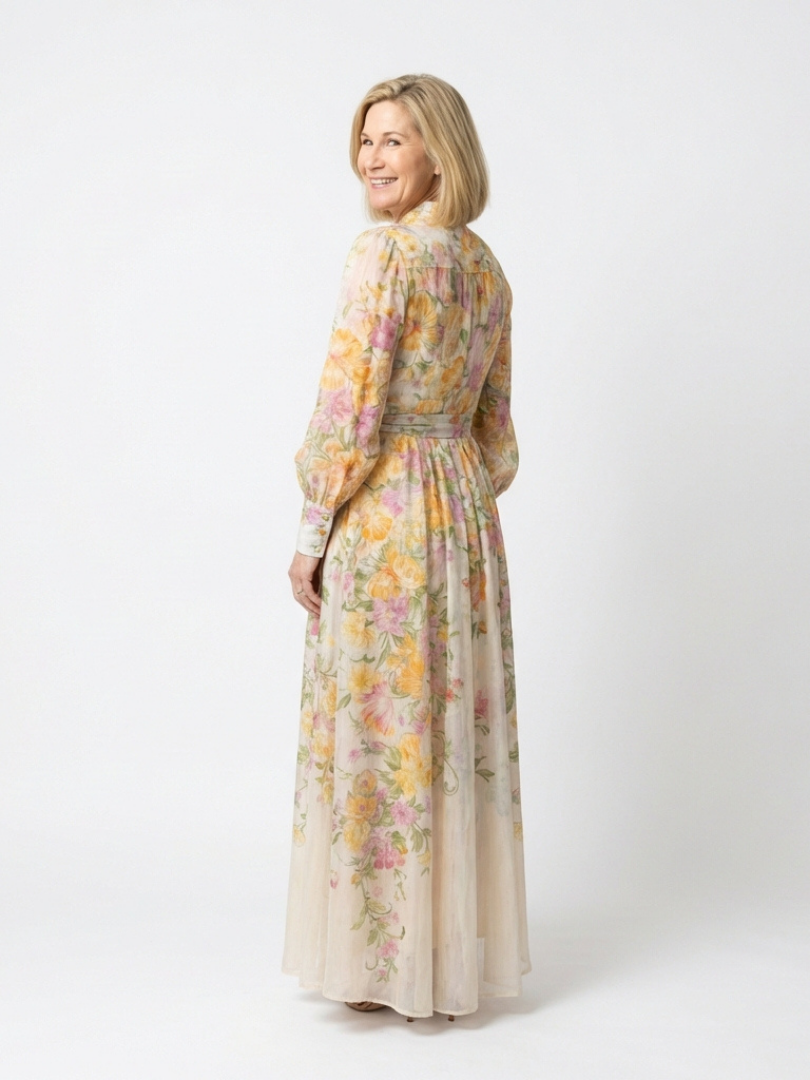 Cressida | Robe maxi longue à manches longues en dentelle florale