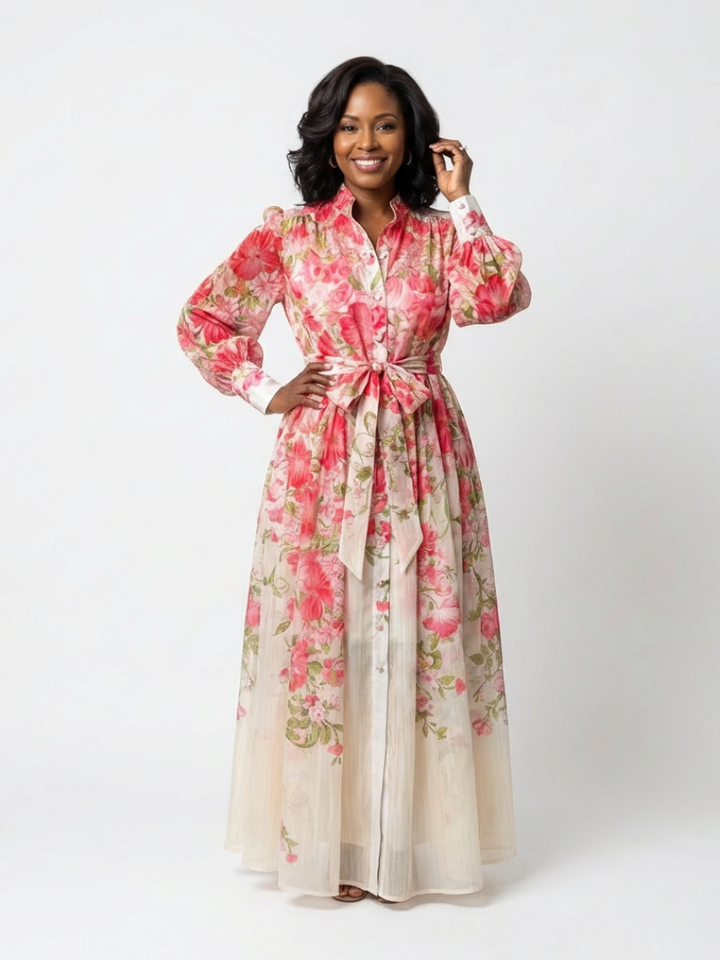 Cressida | Robe maxi longue à manches longues en dentelle florale
