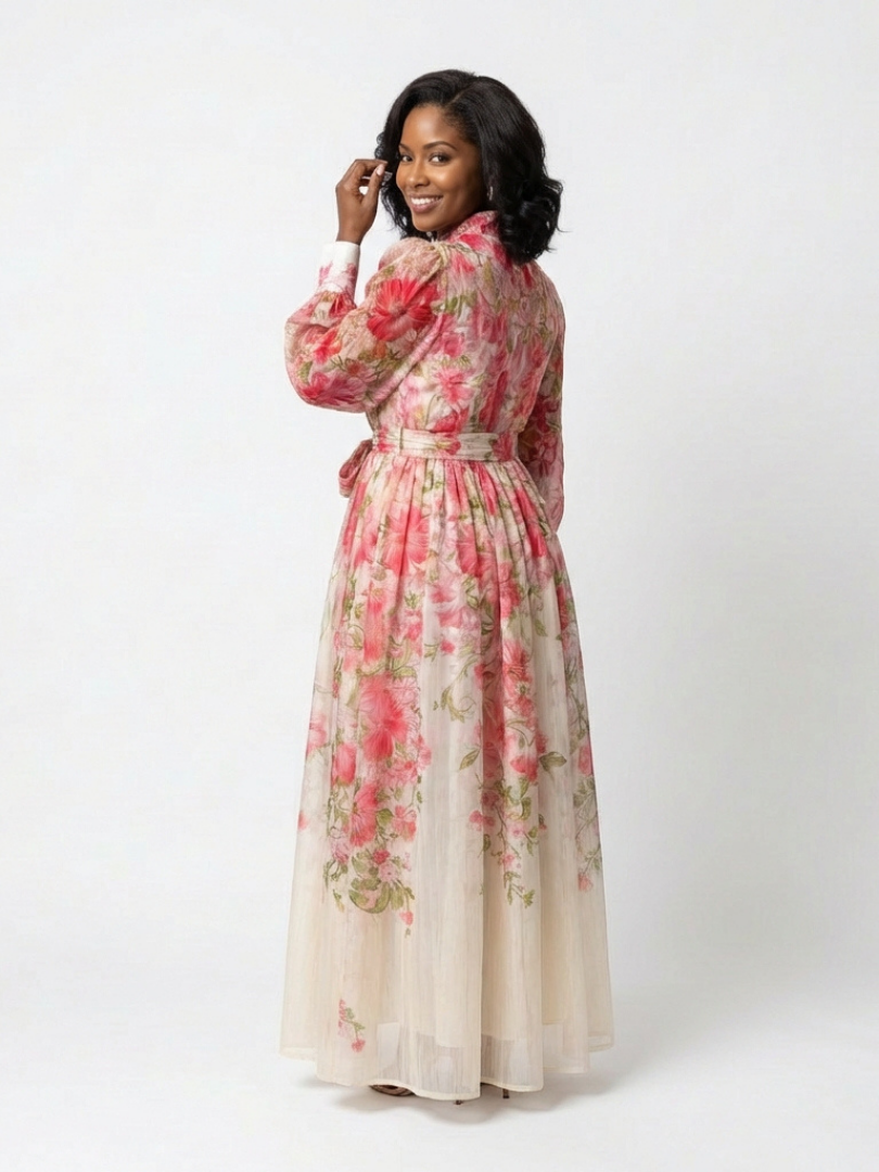 Cressida | Robe maxi longue à manches longues en dentelle florale