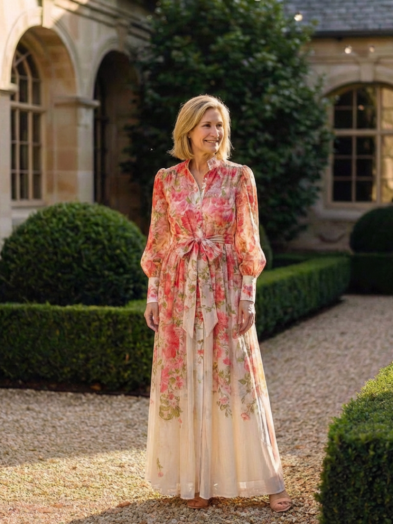 Cressida | Robe maxi longue à manches longues en dentelle florale