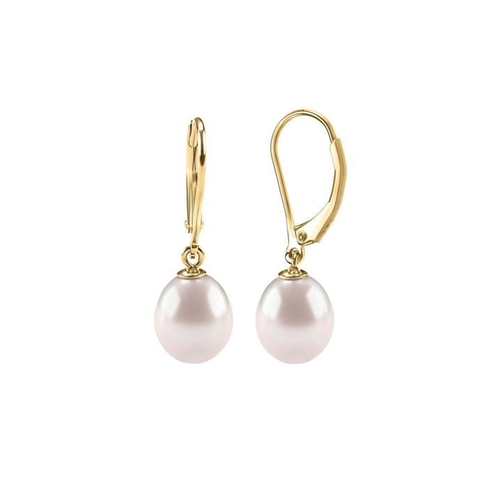 Boucles d'oreilles pendantes avec perle | Or