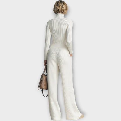 Ensemble en Maille Côtelée avec Zip au Col