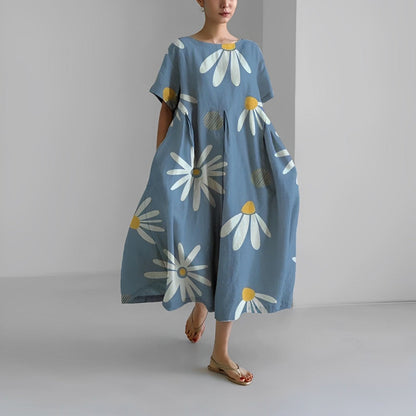 Daisy - Robe Maxi Ample à Grande Vague Rétro
